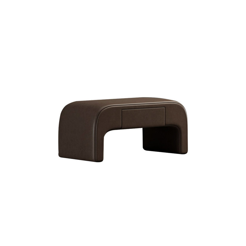 Banc de rangement rembourré en similicuir Haughbrook, Café