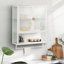 Glass Doors Modern Two-Door Wall Cabinet With Featuring Two-Tier Enclosed Storage, An Open Shelf, And Towel Rack