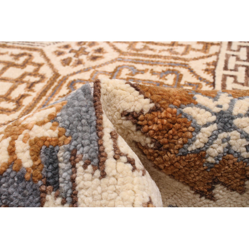 Tapis unique en laine noué à la main crème 9 pi 2 po x 12 pi 1 po New Age