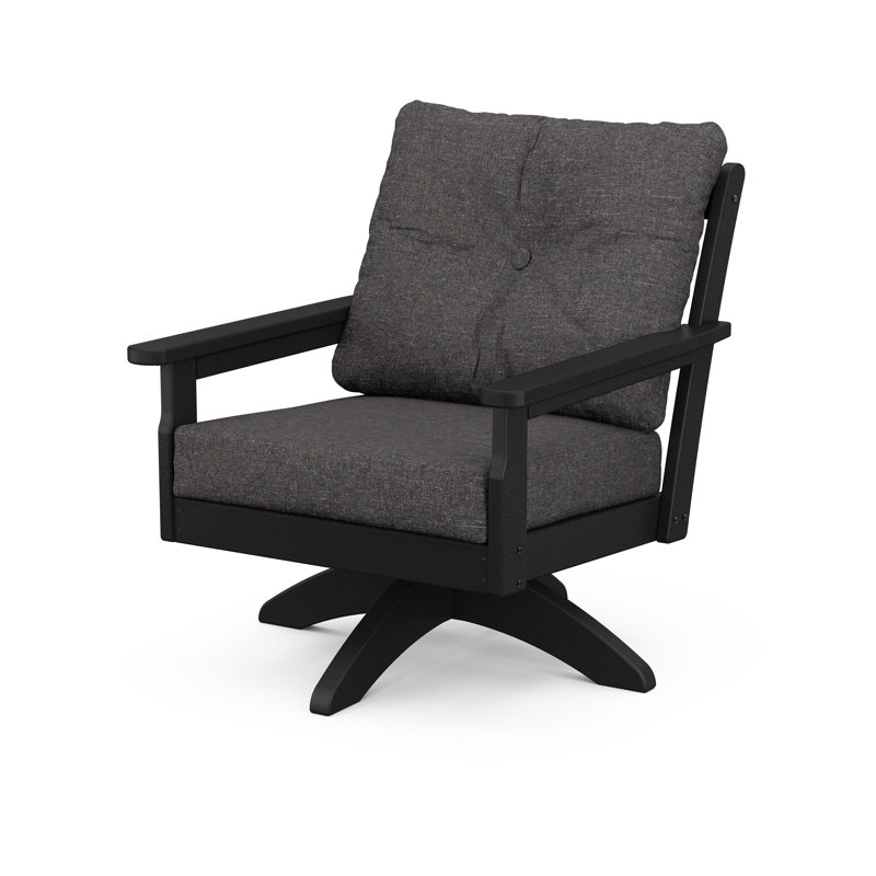 Chaise pivotante à assise profonde Lakeside Vineyard, Noir, Gris anthracite cendré