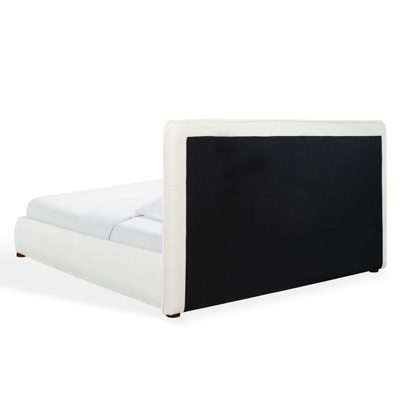 Callahan Upholstered Platform Bed, Queen, White Linen
