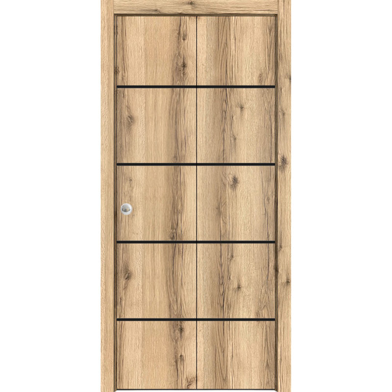Porte pliante en bois massif massif, Chêne, 36 po x 96 po
