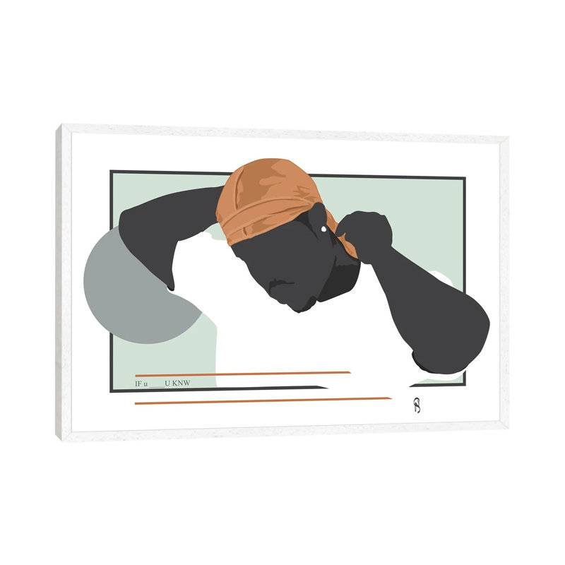 If You Know - Ode To The Durag II by GNODpop - Print on Canvas, 101.6cm H x 152.4cm W x 3.81cm D, White Framed