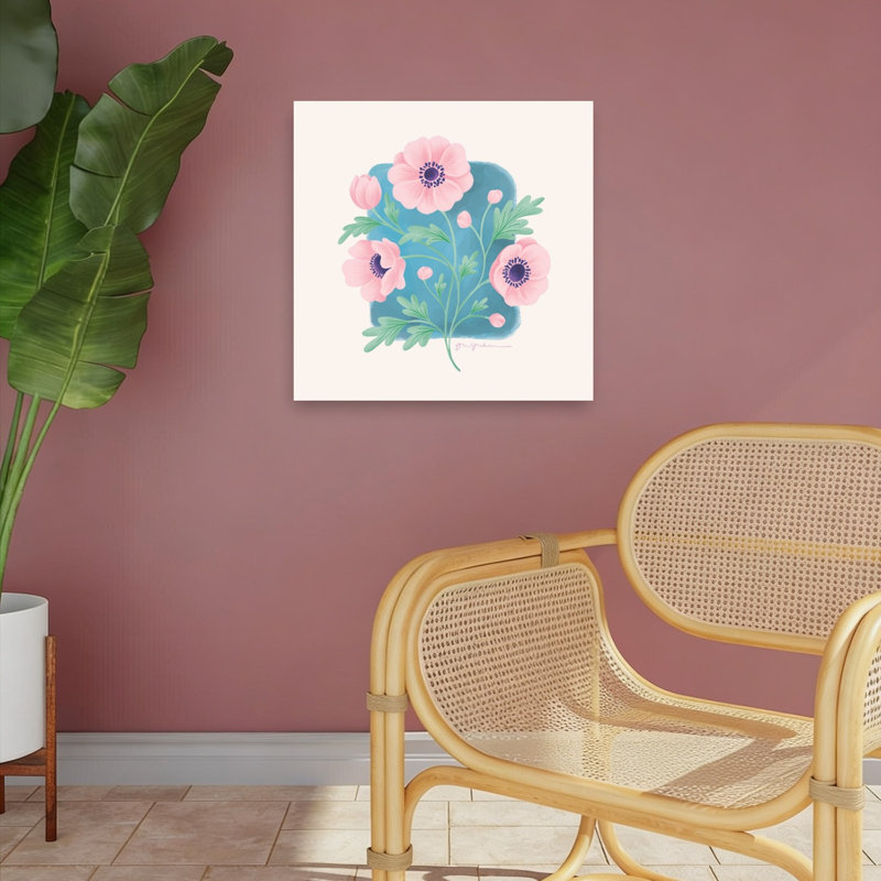 «Spring Blooms I Abstract Contemporary Flower Landscape», reproduction d'art mural, 18" H x 18" W
