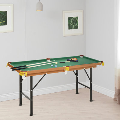55" Portable Folding Billiards Table – Compact Pool Table For Kids & Adults With Cues, Balls, Rack 