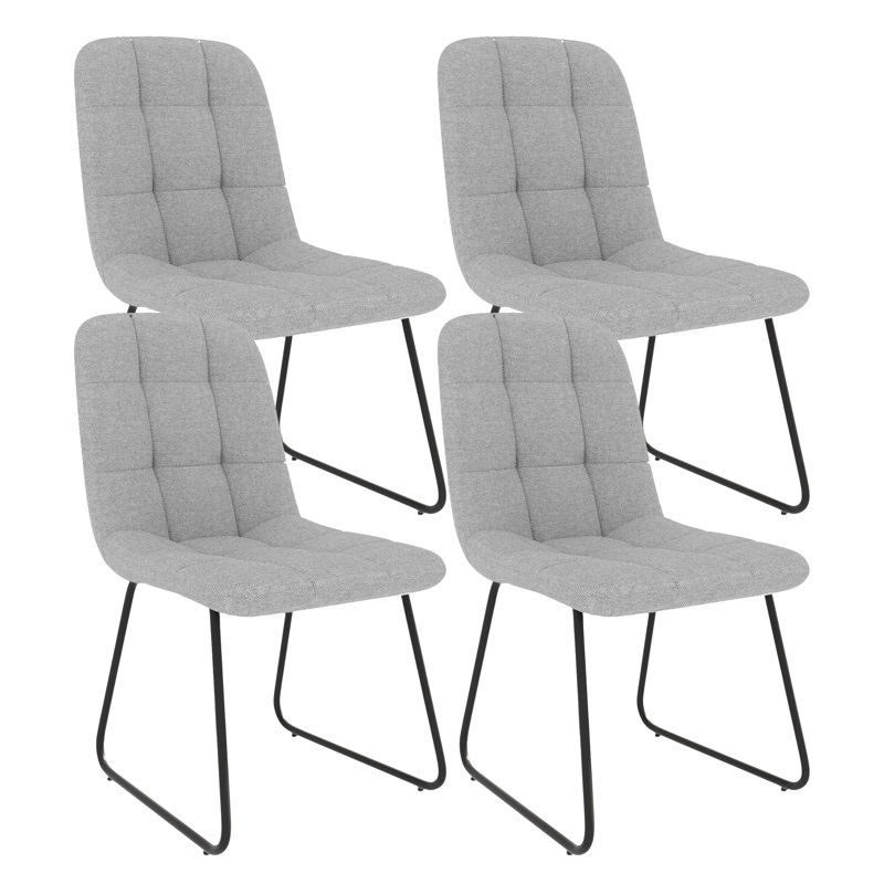 47cm H Tufted Fabric Upholstered Upholstered Back Side Chair in Gray