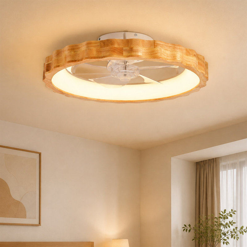 Ventilateur de plafond encastré de 50 cm avec éclairage, 6 vitesses, DEL à intensité variable (3000-6500 K), moteur CC silencieux