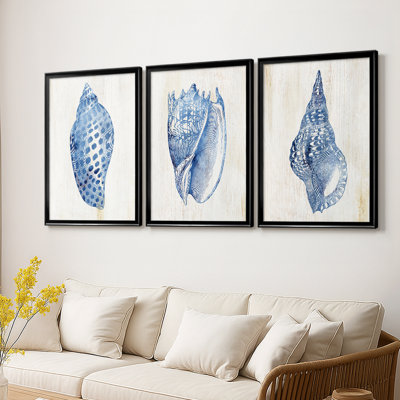 Shell I  -Custom Framed  Wrapped Gallery Canvas - 3 Pieces