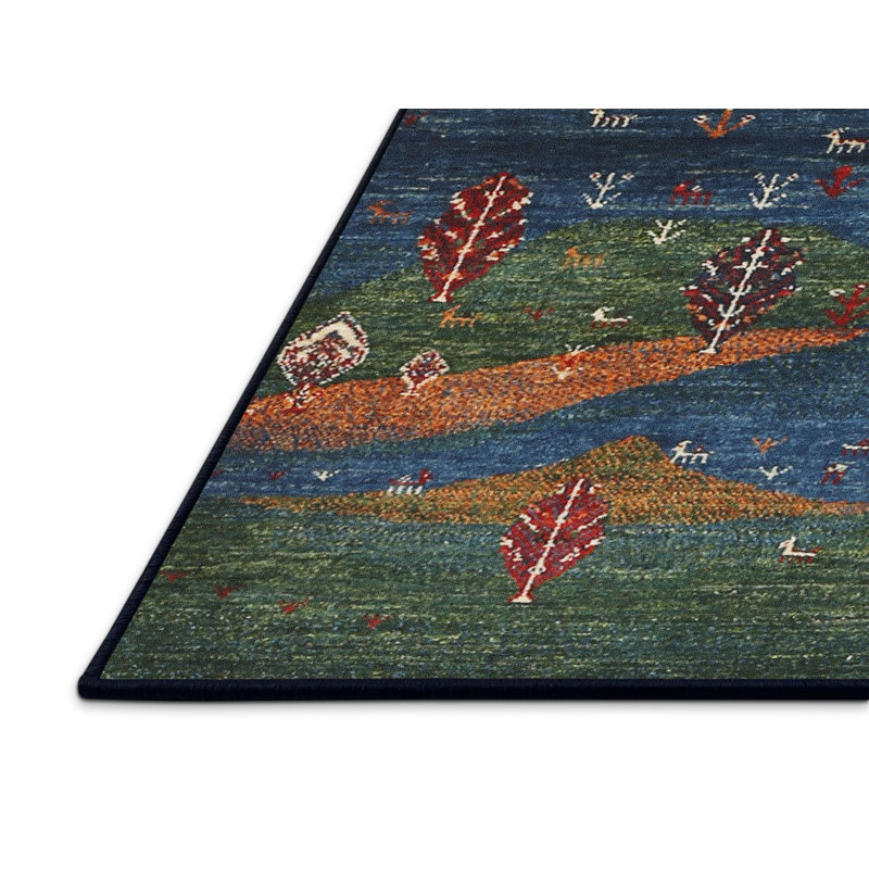 Tapis vert / brun / gris, Rectangle 5 pi x 8 pi