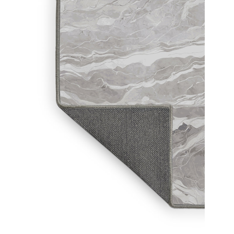 Tapis gris soyeux et moelleux, Rectangulaire 3 pi x 5 pi