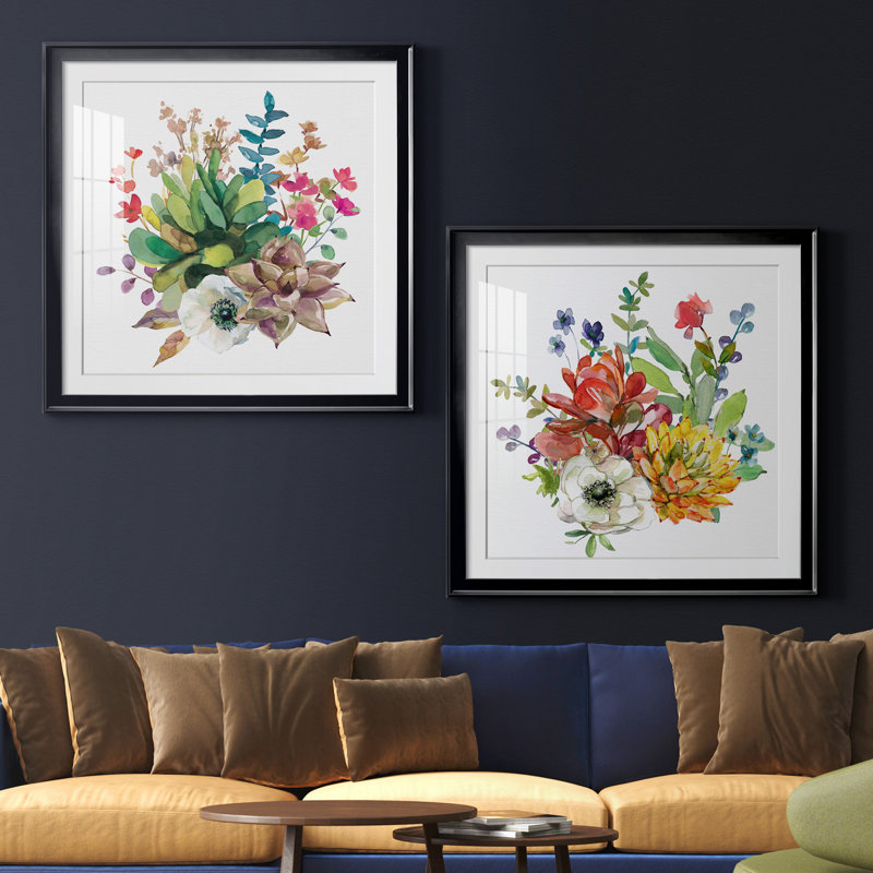 Scrumptious Succulents III - Ensemble de 2 reproductions d'art encadrées, Blanc, H 26,5 po x l 53 po x P 1,5 po