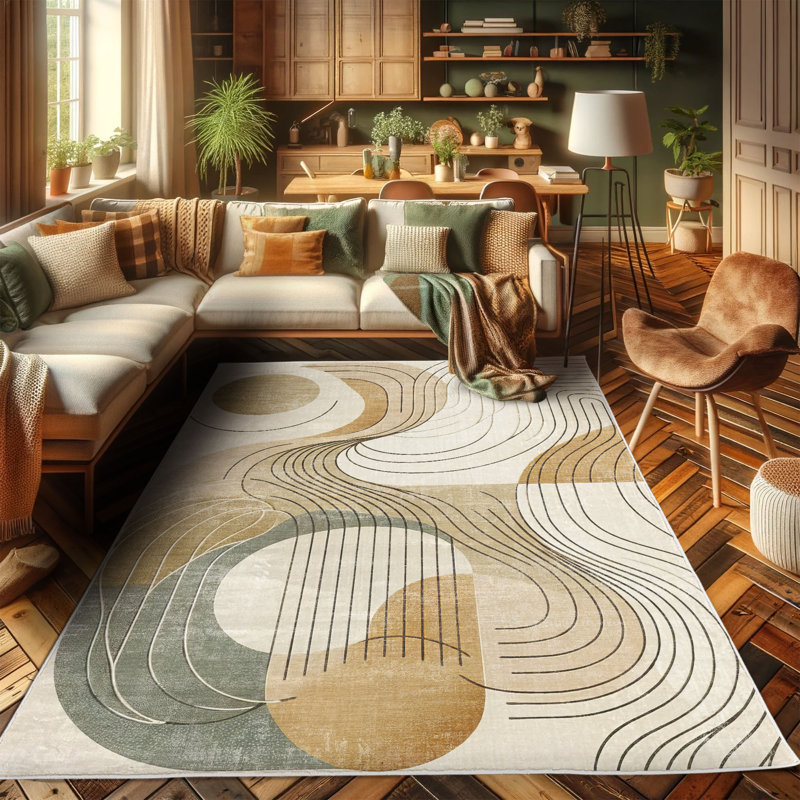 Gray Abstract Synthetic Easy Care Rectangular Area Rug 2' 3" x 3' 9"