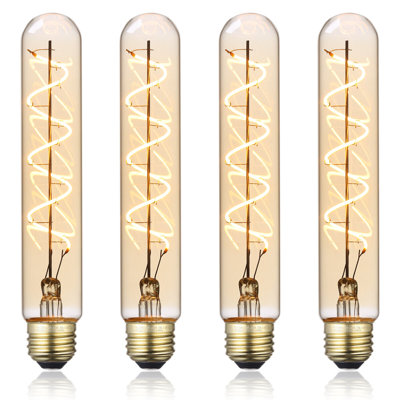 LED Vintage Filament Bulb T10, Tubular Edison Bulb Dimmabl, E26 Base, Amber, 2000K Soft Warm