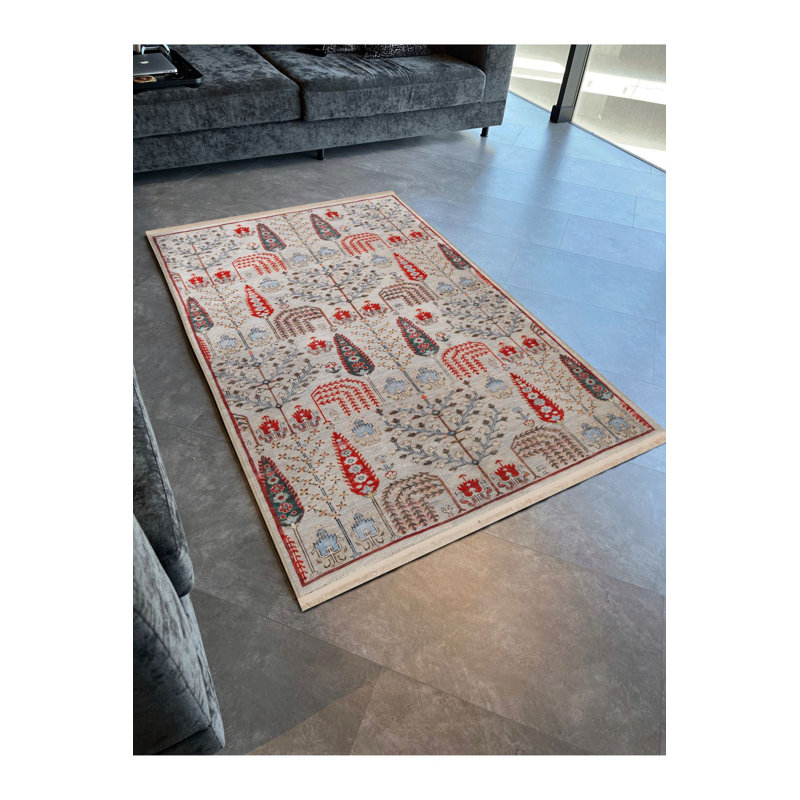 Tapis décoratif multicolore lavable à la machine multicolore à motif arbre, Tapis de couloir 3 pi 3 po x 9 pi 10 po