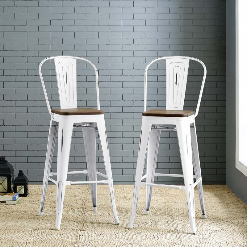 Tabouret de bar Promenade en métal par Modway, Blanc