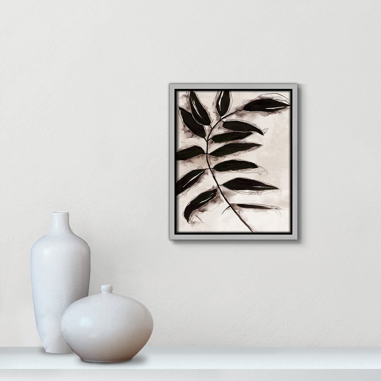 Leaves "Leaves II" Print, 11.5" H x 9.5" W x 2" D, Silver Framed