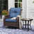 Coussin bleu marine / structure brune est en rupture de stock