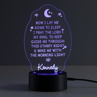 My Soul to Keep Bedtime Prayer LED Night Light with Custom Name Laser Engraved on Acrylic Design Insert