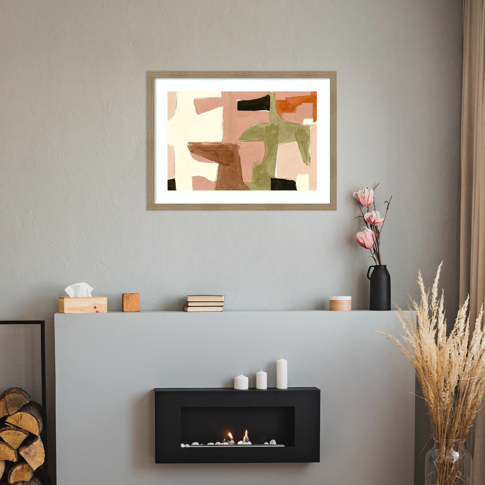 New Jigsaw I by Cartissi Wood Framed Wall Art Print, Brown, 25" H x 34" W