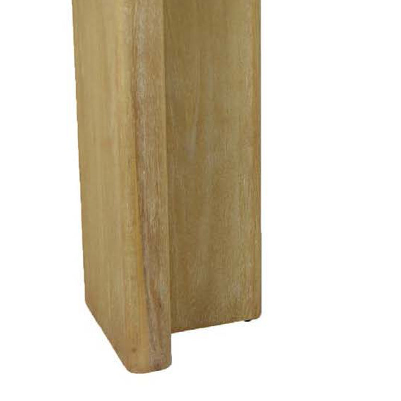 Console, plateau à rebords arrondis, pieds à panneaux, bois brun de 63 po XL
