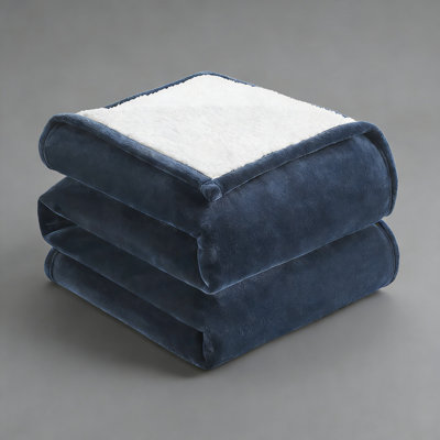 Soft Fluffy Fleece Twin Blanket, Big Plush Throw For Couch 60X90 Navy