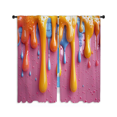 Dripping Paint Abstract Room Darkening Curtain Pair