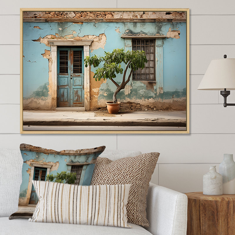 " Cuba Tranquily Retreat I ", 30" H x 40" W x 1.5" D, White Floater Framed