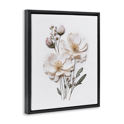 Cadre flottant élégant avec fleurs pressées, design par lettré et doublé