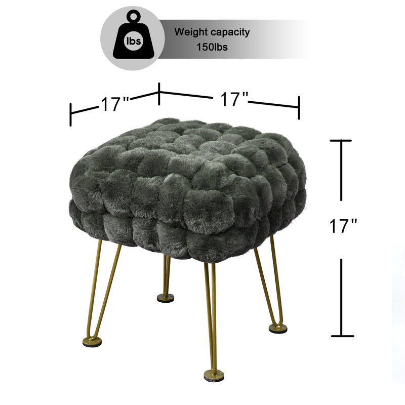 Aislee Upholstered Ottoman, Gunmetal 100% Polyester