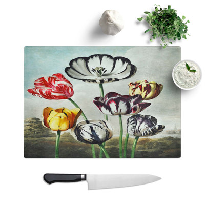 Tempered Glass Tulips by R.J. Thornton Chopping Board
