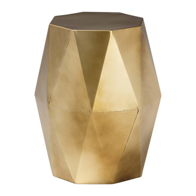 Baxton Studio Salman Geometric Gold Metal Accent Table – Faceted Modern Side Table For Indoor Or Semi-Outdoor Use