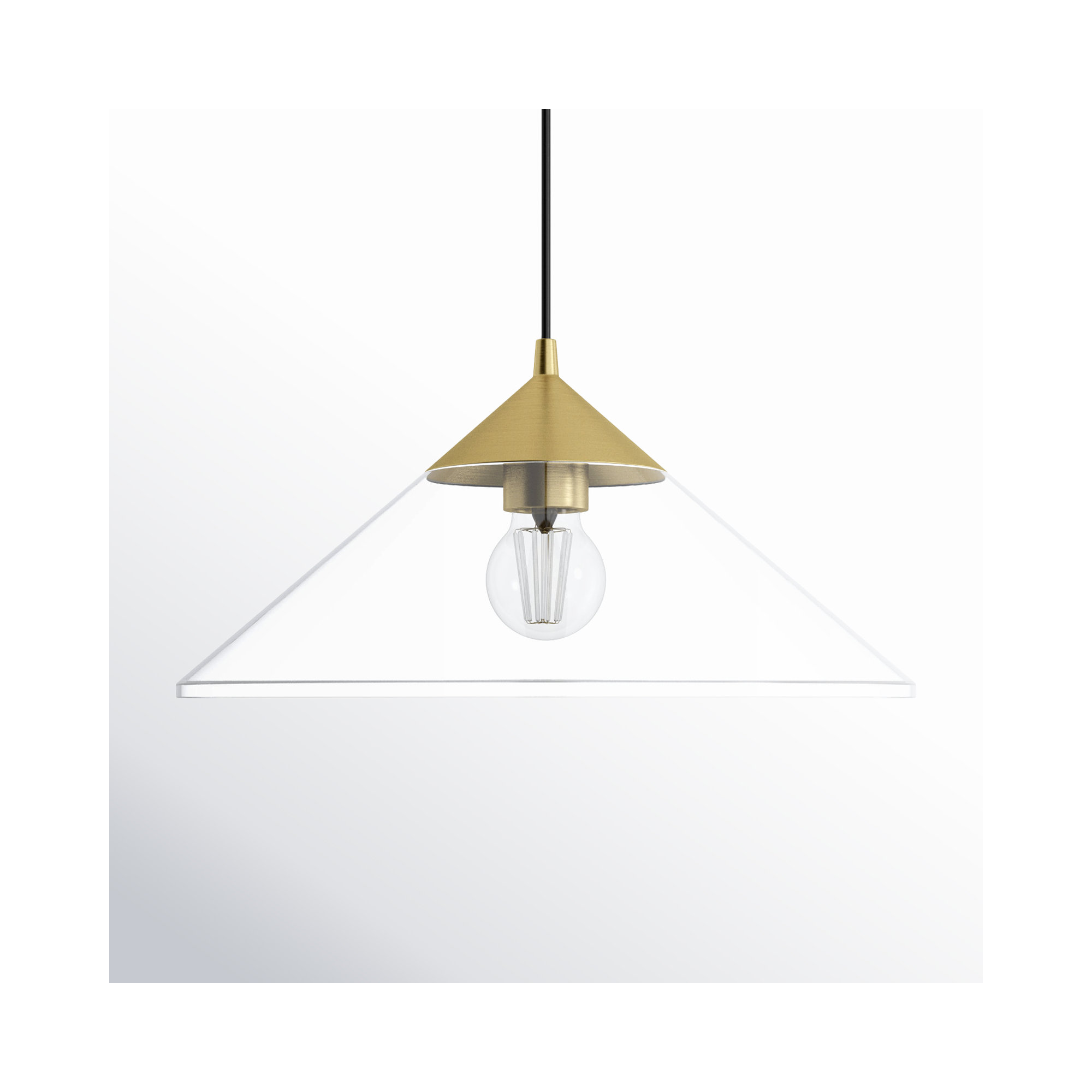Johnson Single Light Glass Steel Pendant, Brushed Gold/Clear Glass