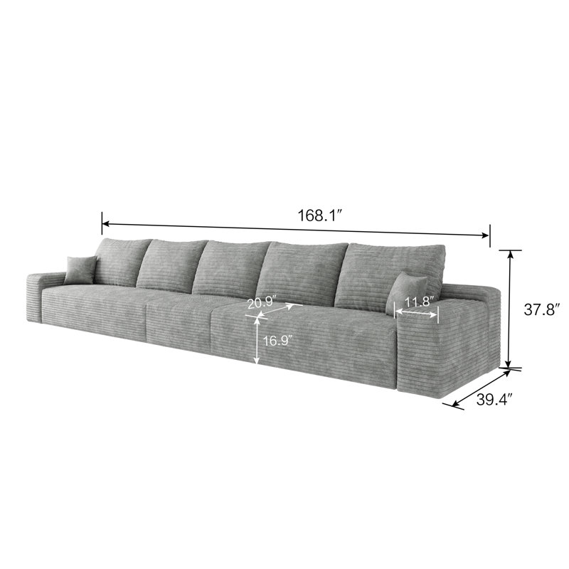 Canapé modulaire Cloud avec siège profond Cloud, 5, H 37,8 po x l 168 po x P 39,4 po, Gris