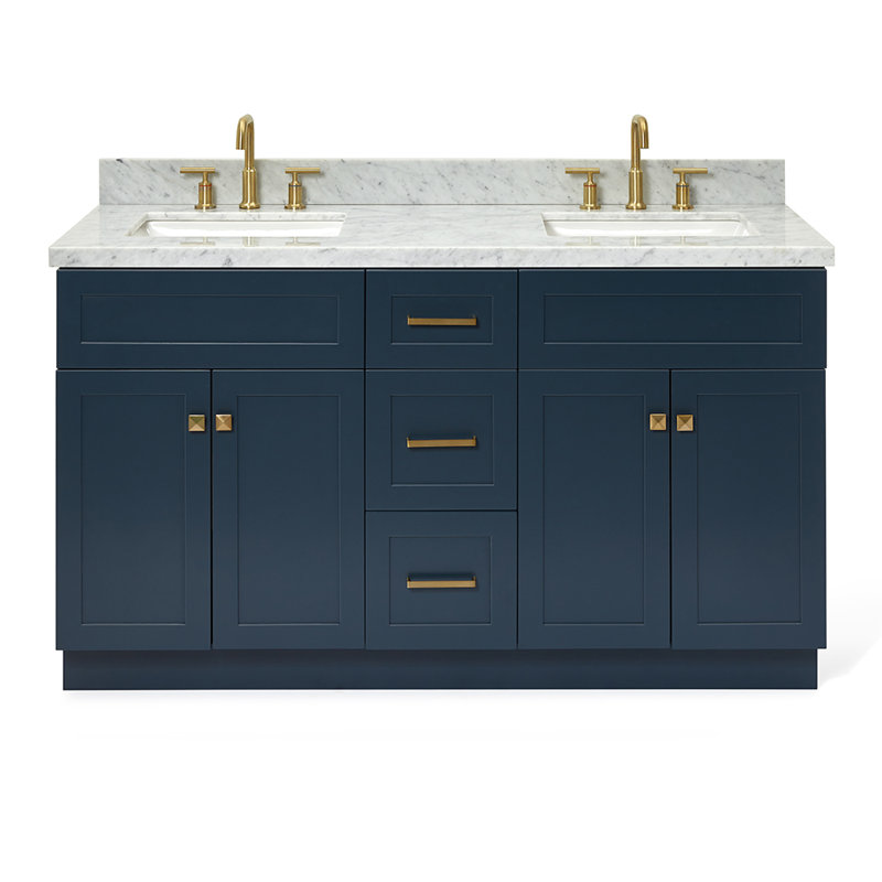 Ensemble de meuble-lavabo double 61 po Hamlet, Bleu minuit