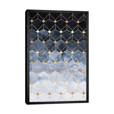 Blue Hexagons And Diamonds by Elisabeth Fredriksson - 1 Piece Wall Art on Canvas