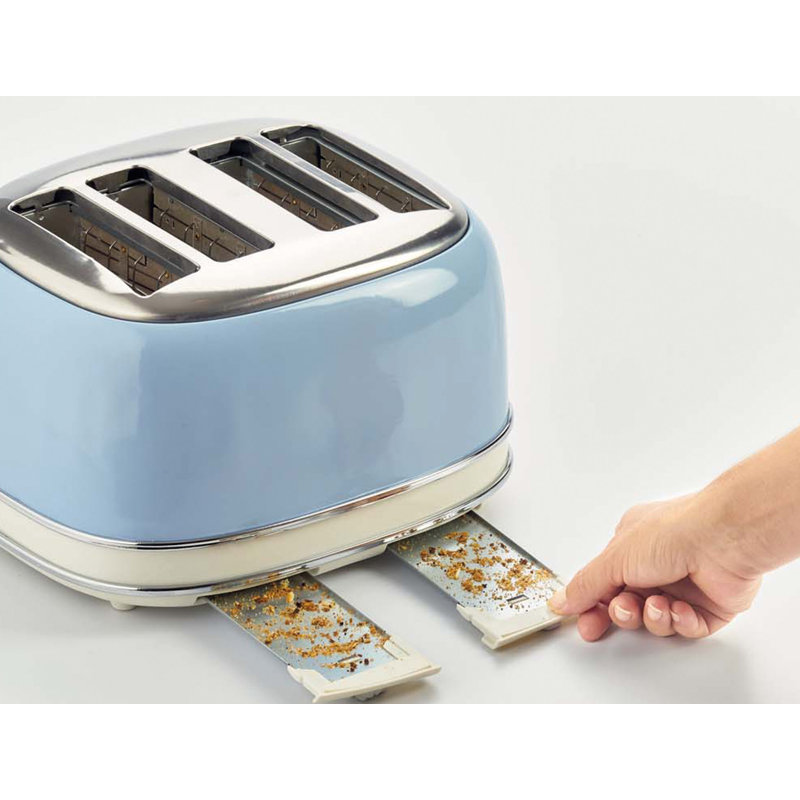 Ariete Vintage 1.7L Stainless Steel Jug Kettle with 4 Slice Toaster Set, Blue