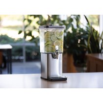 August Grove 2.5 Gallon Pebbled Glass Beverage Dispenser with Galvanized Stand - Lid - Spigot - Decorative Round Jar for Drinks - Lemonade Sangria TE