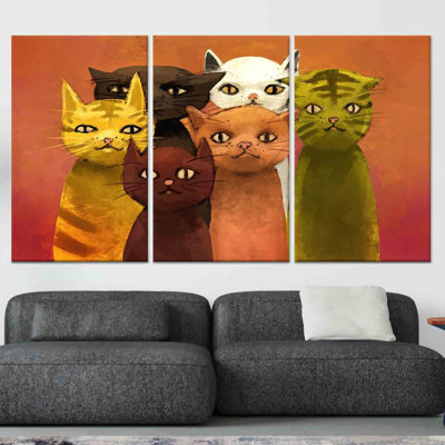 «Modern Cat Lover», impression sur toile abstraite féline, toile tendue 3P