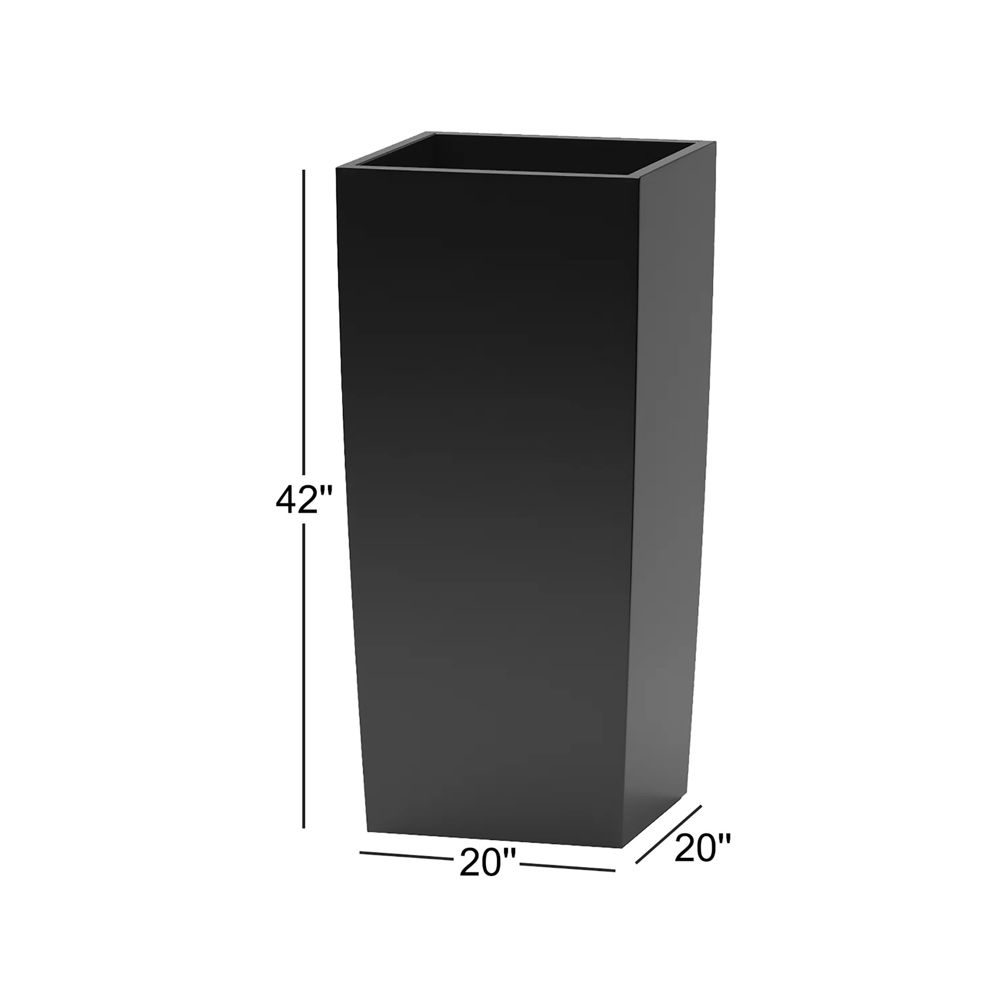 Roseline Handmade Planter Box, Black, 42" H x 20" W x 20" D