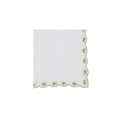 Flower Border Embroidered Linen Napkin