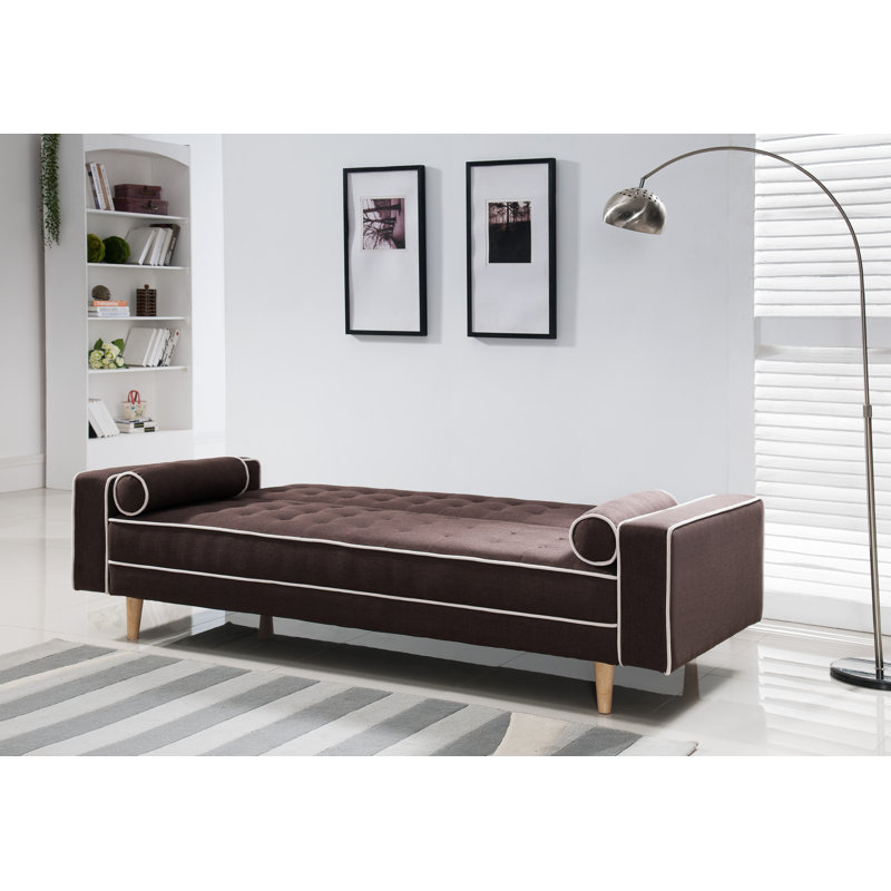 Farias King 88'' Upholstered Convertible Sofa, Brown