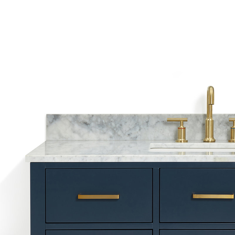 Ensemble de meuble-lavabo mural simple 49 po Ceinture, Bleu minuit, Laiton satiné