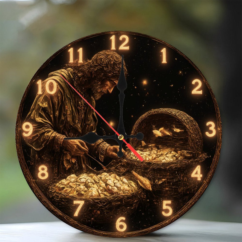 horloge, paniers, texture poisson