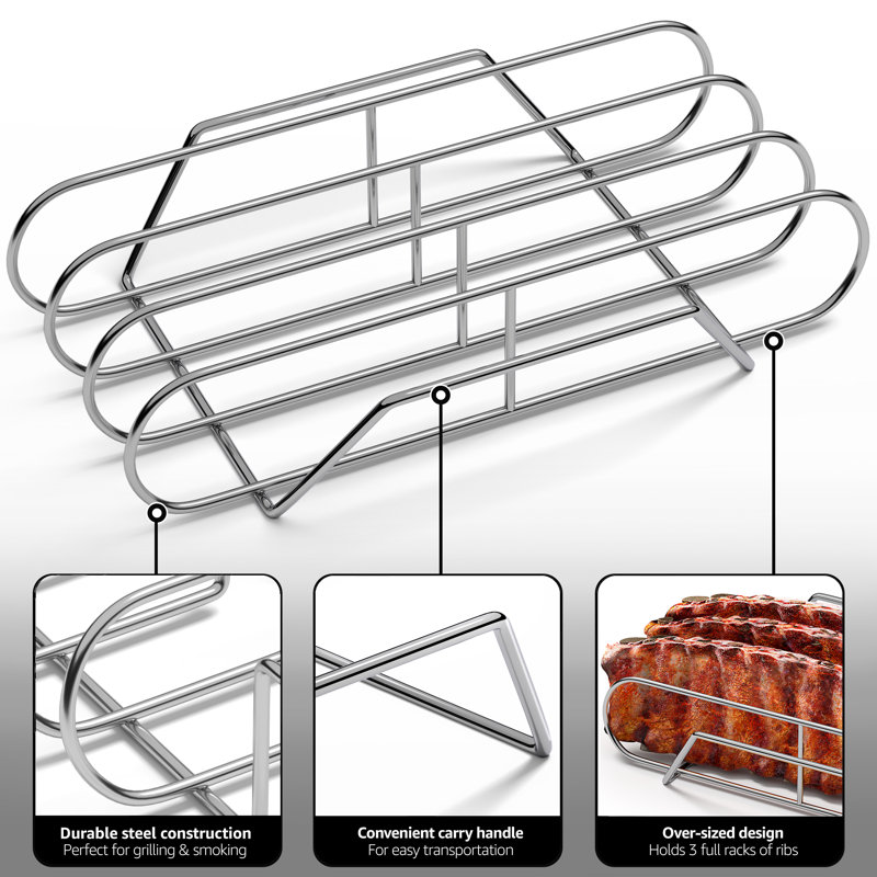 Sorbus Non-Stick Metal Rib Rack, Extra-Large, Silver
