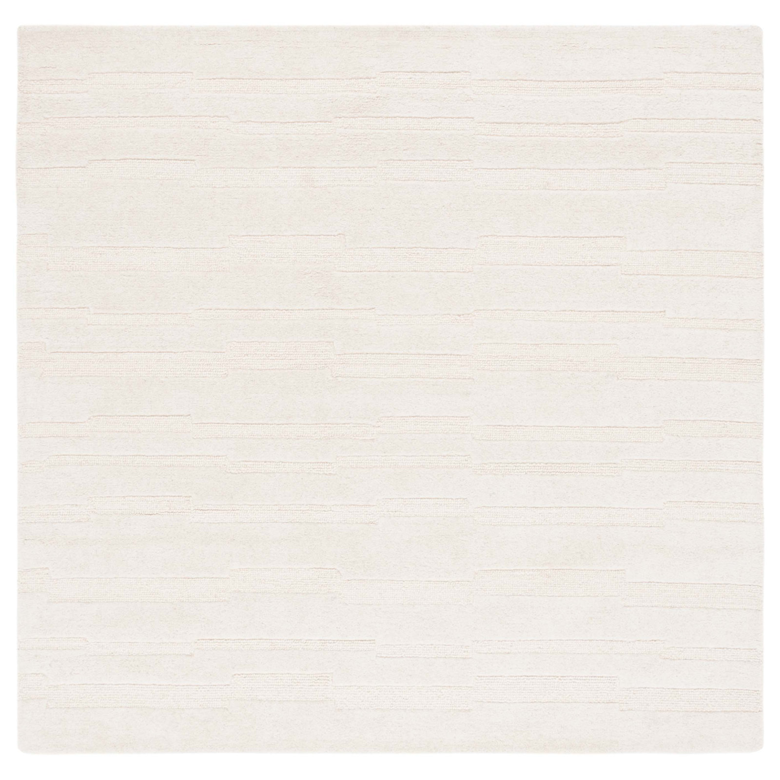Elona Ivory Hand-Tufted Geometric Wool Rug, Square 6'