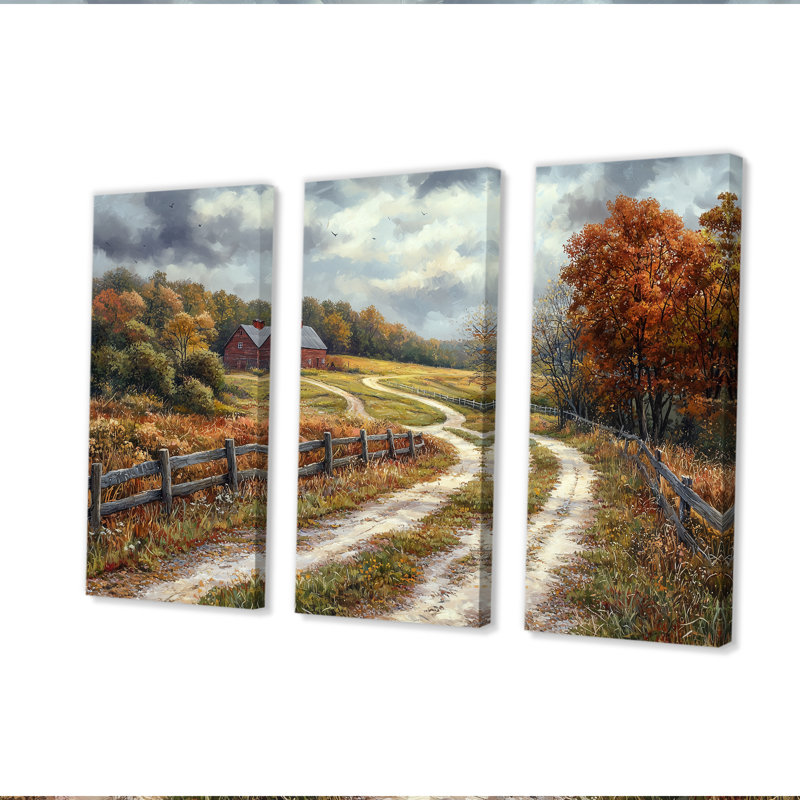 Ensemble de salon art mural vert d'automne, Toile tendue, H 32 po x l 48 po x P 1 po