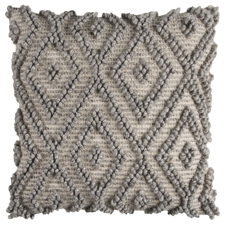 Coussin décoratif 20 po en coton naturel et gris
