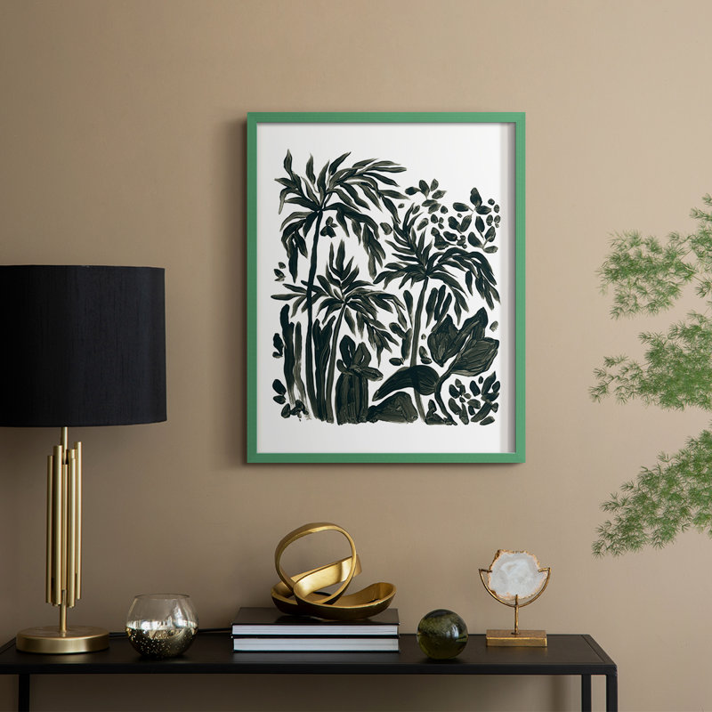 Encre Jungle III, reproduction encadrée - bois massif, H 30 po x l 24 po, Vert