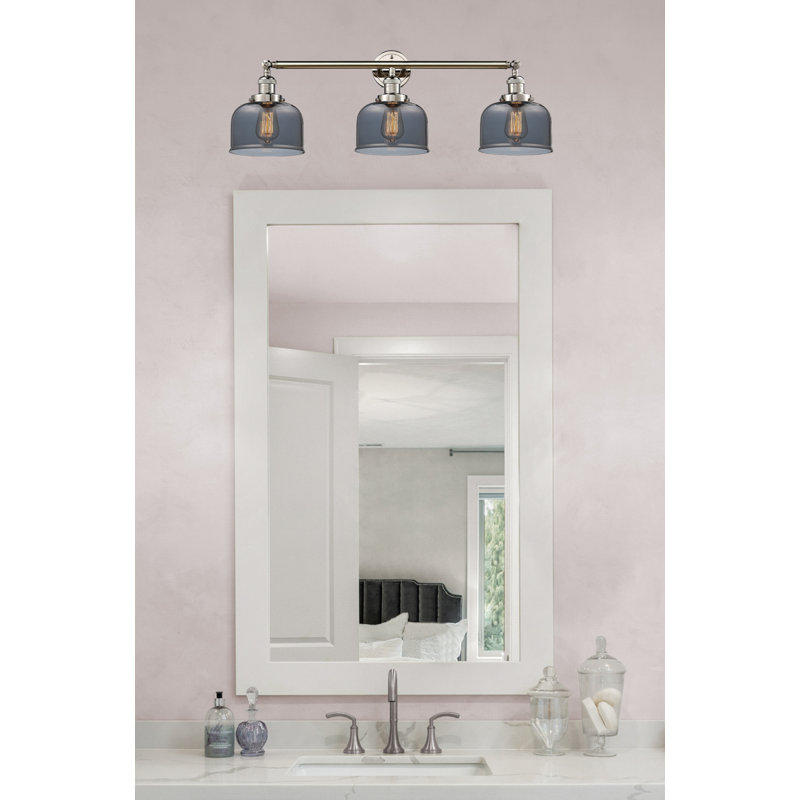 Applique murale cloche en verre 3 lumières Chaparro, Fumée, H 11 po x l 32 po, Nickel poli