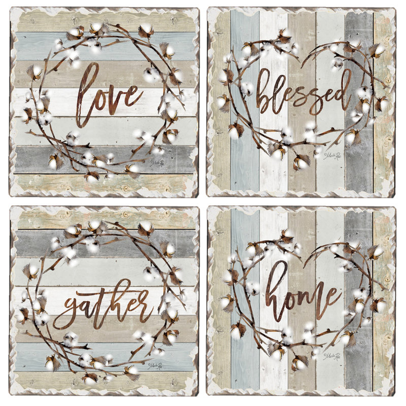 Stoneware Square 4 Piece Coaster Set